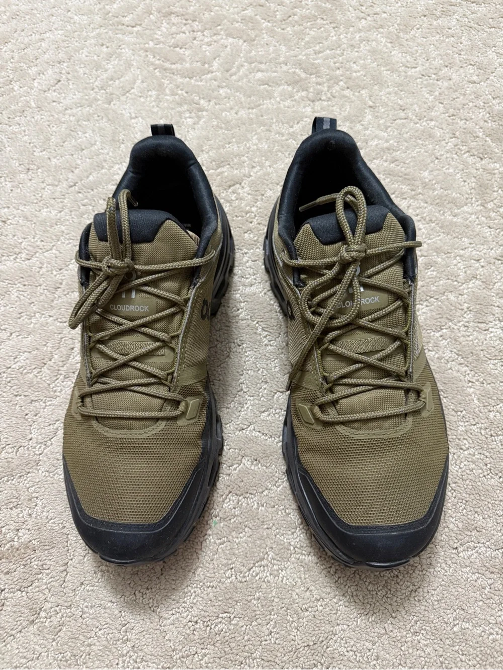 On Running Cloudrock Low Waterproof Olive and Black Men's Trail Sneakers